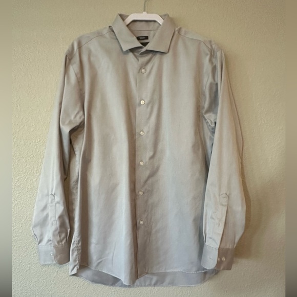 Men’s long sleeve button up Kenneth Cole Large/34/35 17 grey dress shirt - Picture 4 of 15